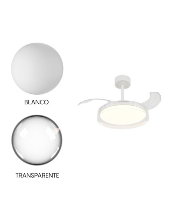 GLASS FAN * PLAFÓN / VENTILADOR 44 CM - BLANCO-TRANSPARENTE